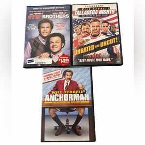 Lot of (3) Will Ferrell Classics DVDs.